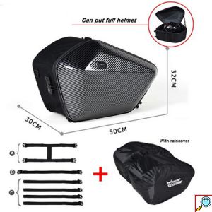 Σετ Carbon Σκληρές Πλαϊνές Βαλίτσες Σαμάρια Motocentric 60L (2x 30L) Μηχανής - Μοτοσυκλέτας με Αντικλεπτικές TSA Κλειδαριές, Αδιάβροχο Κάλυμμα - Τσάντες Saddle Bags