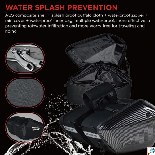Σετ Carbon Σκληρές Πλαϊνές Βαλίτσες Σαμάρια Motocentric 60L (2x 30L) Μηχανής - Μοτοσυκλέτας με Αντικλεπτικές TSA Κλειδαριές, Αδιάβροχο Κάλυμμα - Τσάντες Saddle Bags