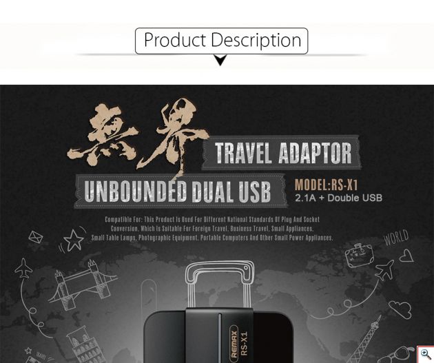 Αναδιπλούμενη Παγκόσμια Πρίζα Ταξιδιού με 2 x USB Remax - Ταξιδιωτικός Αντάπτορας Πρίζας - Universal Travel Adaptor με Προστασία AU / US / UK / EU