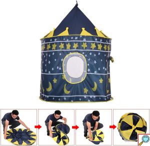 Παιδική Σκηνή Pop-Up Κάστρο Ιπποτικό με Αστέρια & Σημαιούλα για 3+ Ετών 105x105x135 cm Μπλέ