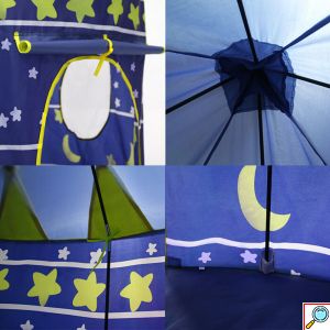 Παιδική Σκηνή Pop-Up Κάστρο Ιπποτικό με Αστέρια & Σημαιούλα για 3+ Ετών 105x105x135 cm Μπλέ