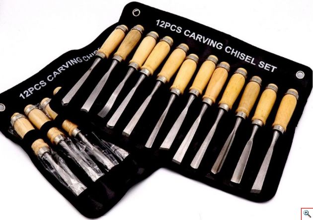 Επαγγελματικό σετ Ξυλογλυπτικής 12 Τεμαχίων με Θήκη Μεταφοράς