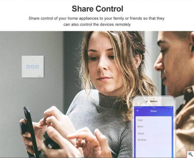 Έξυπνος Διακόπτης Τοίχου WiFi για Φώτα SONOFF T0EU 1C TX - Google Home, Alexa – Λευκό