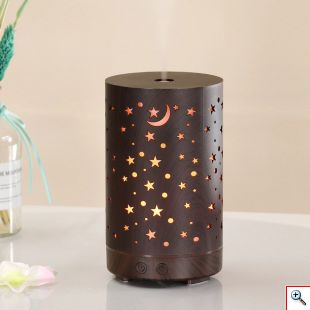 Συσκευή Αρωματοθεραπείας - Υγραντήρας 200ml & 7 Χρωματισμούς LED Αστέρια & Φεγγάρι - Σκούρο Καφέ