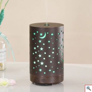 Συσκευή Αρωματοθεραπείας - Υγραντήρας 200ml & 7 Χρωματισμούς LED Αστέρια & Φεγγάρι - Σκούρο Καφέ