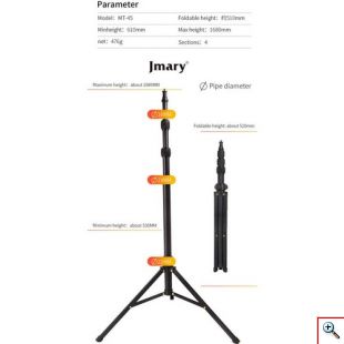 Πτυσσόμενο Τρίποδο Φωτογραφικής Μηχανής, Κινητού, Μικροφώνου κλπ 168εκ - Portable Tripod