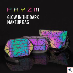 Σετ Τρεις Τσάντες για Μακιγιάζ με Γεωμετρικά Σχέδια που Φωσφορίζουν - Full Set Pryzm Makeup Bags 