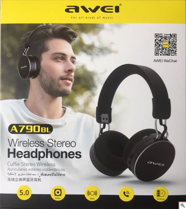 Ασύρματα & Ενσύρματα On-Ear Ακουστικά AWEI Bluetooth Headphones Aux, Handsfree με Μικρόφωνο - Wireless Headset Noise Canceling
