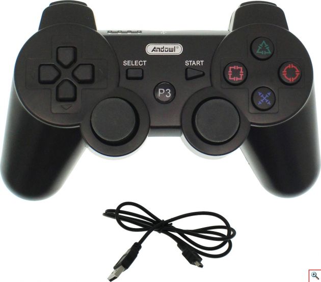Επαναφορτιζόμενο Ασύρματο Χειριστήριο PS3 Andowl Μαύρο