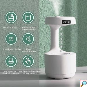 Υγραντήρας Σταγονιδίων με Τεχνολογία Κατά της Βαρύτητας - Αρωματοθεραπεία με Οθόνη LED 800ml Anti Gravity Drop Water Andowl
