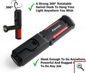 Φακός Εργασίας COB LED 3W - 360o με Μαγνήτη και Γάντζο Στήριξης