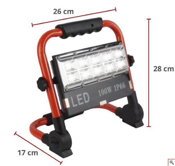 Ισχυρός Επαναφορτιζόμενος Φορητός Προβολέας COB LED Ισχύος 100Watt - 8505