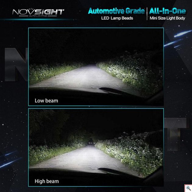 Mini Size LED Φώτα Αυτοκινήτου NovSight H4 6500K 10000LM (2x5000) 70W (2x35W) CAN BUS - Λαμπτήρες Πορείας Υψηλής Φωτεινότητας