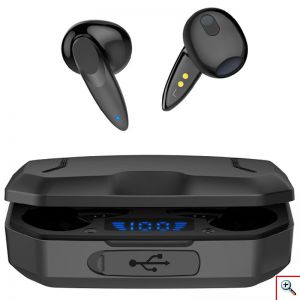 Bluetooth Ακουστικά in-Ear με Θήκη Φόρτισης & LED Οθόνη - Max Earbud Bluetooth Handsfree TN73 Μαύρο