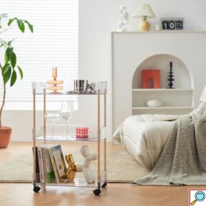 Ακρυλικό Τρόλεϊ - Ραφιέρα με Τρία Επίπεδα Μπάνιου - Κουζίνας με Ρόδες 40.5x22.5x65 cm 