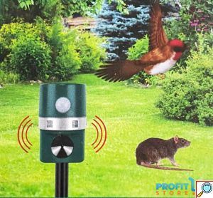 Αδιάβροχος Ηλιακός Απωθητής Ζώων για Τρωκτικά, Πτηνά, Σκυλιά, Λαγούς, Γάτες για Χώμα με Πάσσαλο - με Υπερήχους, Φλας Φωτισμό Εκτροπής & Αυτόματη Ενεργοποίηση με Αισθητήρα Κίνησης
