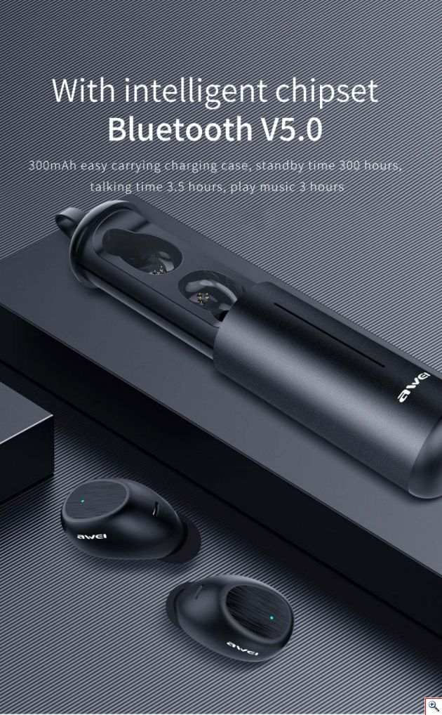 Awei T55 TWS Bluetooth V5.0 Stereo Sport Ακουστικά με Μικρόφωνο και Θήκη Φόρτισης