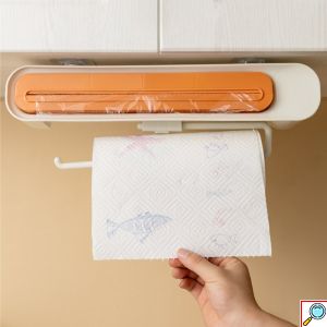 Επιτοίχια Βάση Οργάνωσης για Αλουμινόχαρτο ή Μεμβράνη, Χαρτί Κουζίνας & Θήκη για Σακούλες σε Ρολό 41x7x8cm​ 