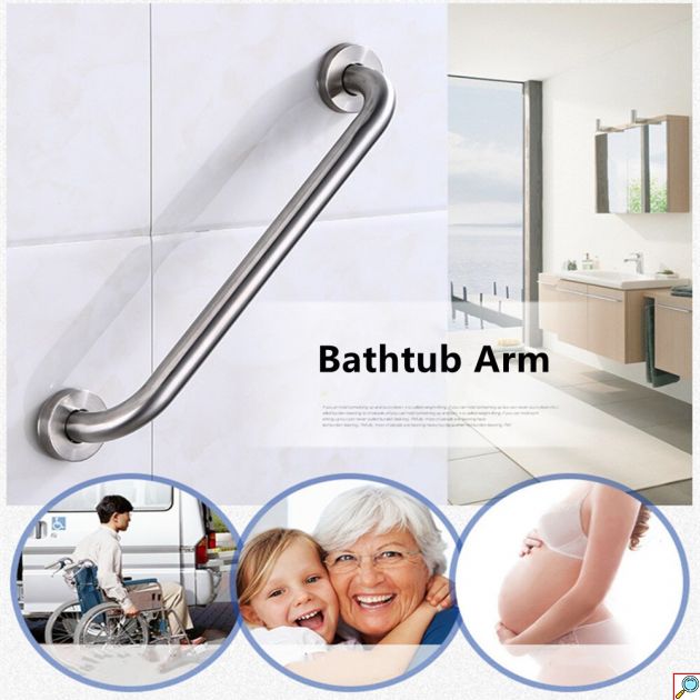 Μεγάλη Βοηθητική Λαβή Στήριξης ΑΜΕΑ 50cm Inox Τοίχου, Μπάνιου - Μπάρα Στήριξη για AMEA Ασημί Ανοξείδωτη - Bathtub Arm PWD