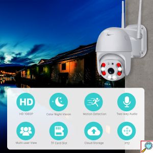 IP WiFi Ρομποτική Κάμερα Εξωτερικού Χώρου 360° HD 128GB με CLOUD Αποθήκευση, Αισθητήρα & Ανίχνευση Κίνησης - LED / Νυχτερινή Λήψη, Μικρόφωνο / Ηχείο & Συναγερμός