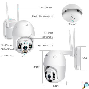 IP WiFi Ρομποτική Κάμερα Εξωτερικού Χώρου 360° HD 128GB με CLOUD Αποθήκευση, Αισθητήρα & Ανίχνευση Κίνησης - LED / Νυχτερινή Λήψη, Μικρόφωνο / Ηχείο & Συναγερμός