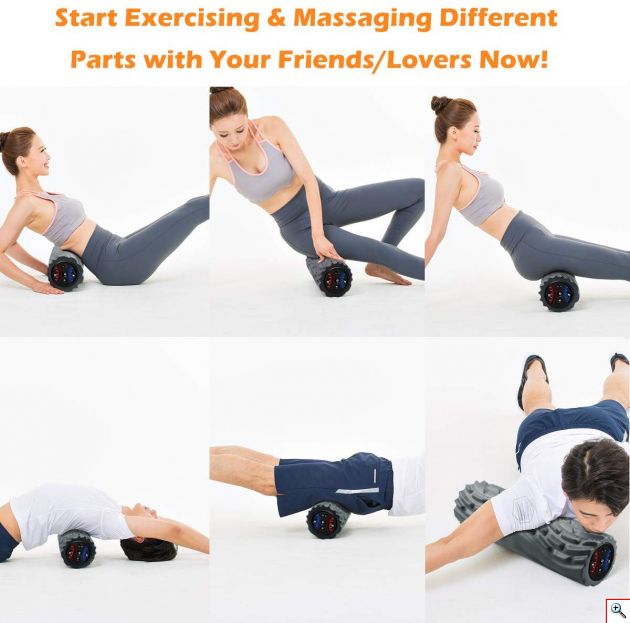 Ηλεκτρικό Foam Roller με 5 Ταχύτητες Δόνησης Μασάζ 29cm - Κύλινδρος Αποκατάστασης, Διάτασης Μυών & Ισορροπίας