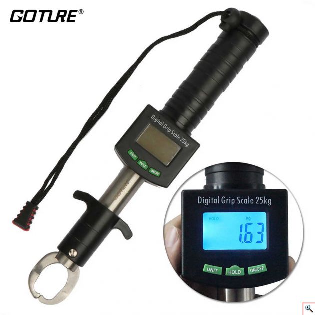 Γάντζος - Grip Ψαρέματος με Ζυγαριά 25kg, Ψηφιακή Οθόνη, LED Μεζούρα 1m & Θερμόμετρο - Λαβή Αλιείας για μεγάλα ψάρια - Fish Grip
