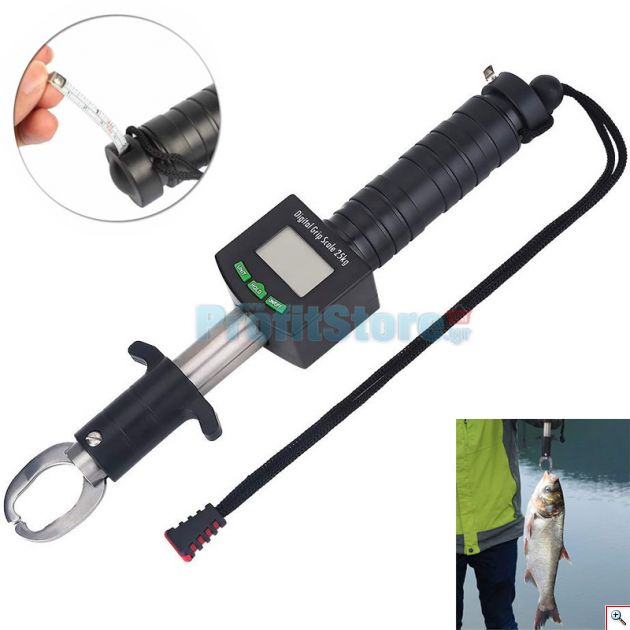 Γάντζος - Grip Ψαρέματος με Ζυγαριά 25kg, Ψηφιακή Οθόνη, LED Μεζούρα 1m & Θερμόμετρο - Λαβή Αλιείας για μεγάλα ψάρια - Fish Grip