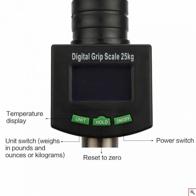 Γάντζος - Grip Ψαρέματος με Ζυγαριά 25kg, Ψηφιακή Οθόνη, LED Μεζούρα 1m & Θερμόμετρο - Λαβή Αλιείας για μεγάλα ψάρια - Fish Grip