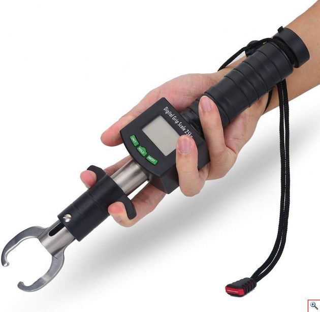 Γάντζος - Grip Ψαρέματος με Ζυγαριά 25kg, Ψηφιακή Οθόνη, LED Μεζούρα 1m & Θερμόμετρο - Λαβή Αλιείας για μεγάλα ψάρια - Fish Grip