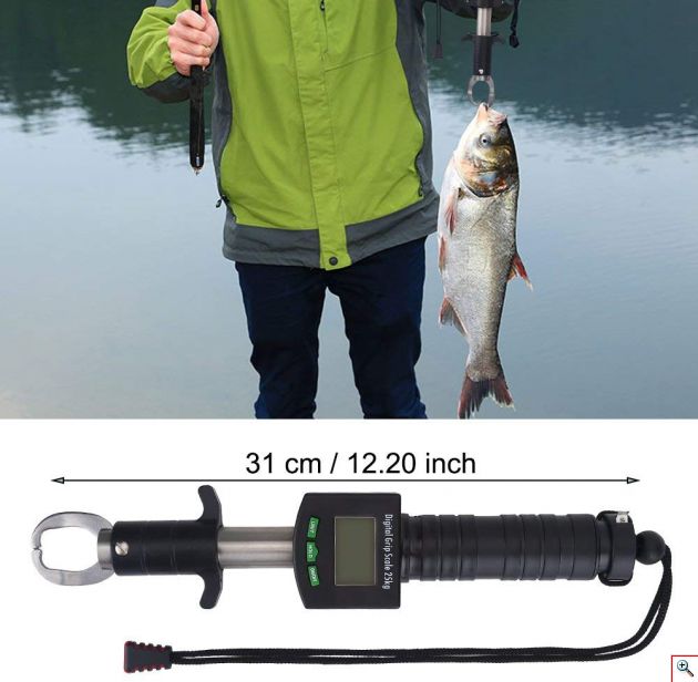 Γάντζος - Grip Ψαρέματος με Ζυγαριά 25kg, Ψηφιακή Οθόνη, LED Μεζούρα 1m & Θερμόμετρο - Λαβή Αλιείας για μεγάλα ψάρια - Fish Grip