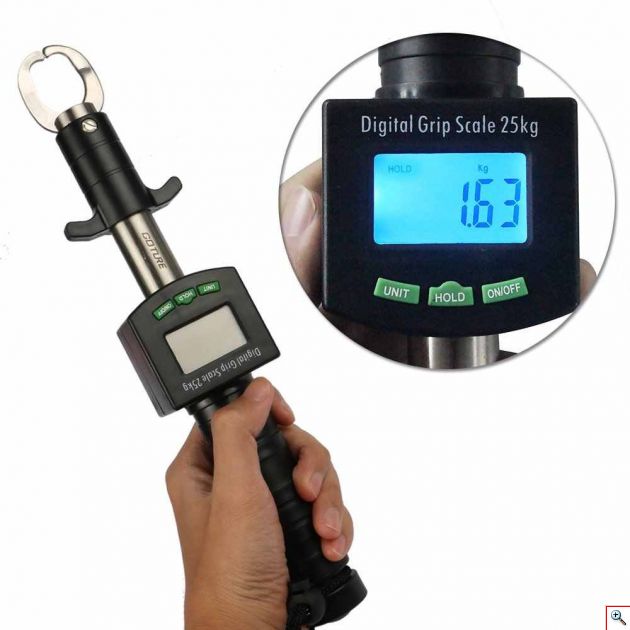 Γάντζος - Grip Ψαρέματος με Ζυγαριά 25kg, Ψηφιακή Οθόνη, LED Μεζούρα 1m & Θερμόμετρο - Λαβή Αλιείας για μεγάλα ψάρια - Fish Grip