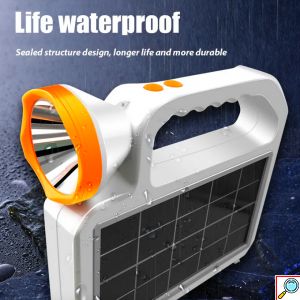 Ηλιακός Αδιάβροχος Φορητός Φακός LED - Powerbank USB Φόρτισης 7200mah - Επαναφορτιζόμενο Φωτιστικό 