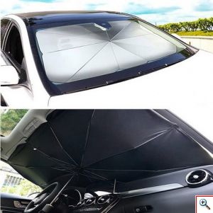 Ηλιοπροστασία - Σκίαστρο Παρμπρίζ Αυτοκινήτου που Λειτουργεί σαν Ομπρέλα - με Θήκη 80x145cm