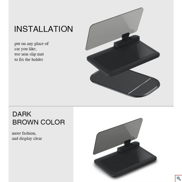Βάση Κινητού με Καθρέπτη - Οθόνη Αντανάκλασης Αυτοκινήτου Αντιολισθητική HUD Head Up Display - Universal Smartphone Holder & HUD Display