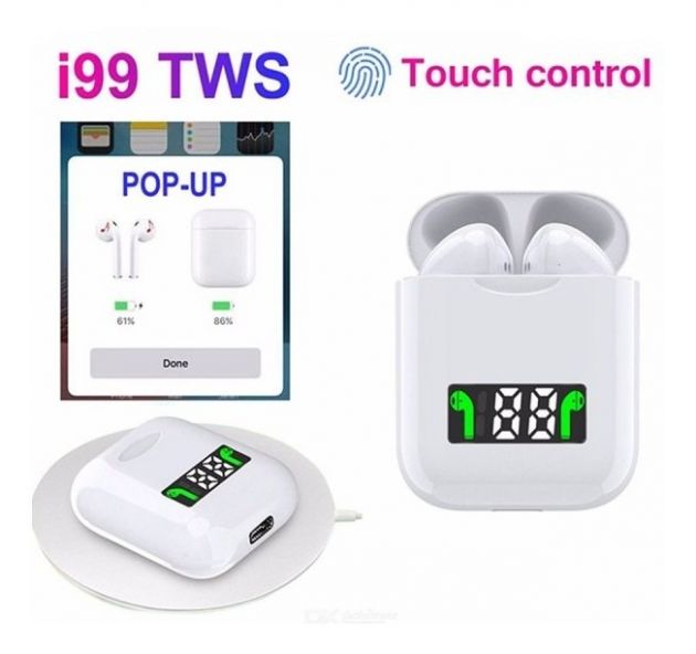 Ασύρματα Ακουστικά Bluetooth i99 με Ψηφιακή Οθόνη στη Θήκη Φόρτισης