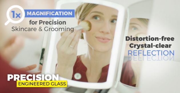 Τριπλός Καθρέφτης με Φωτισμό LED, Θήκη Μακιγιάζ & Έξτρα Μίνι Μεγεθυντικό Καθρεφτάκι - FoldAway Lighted Makeup Mirror