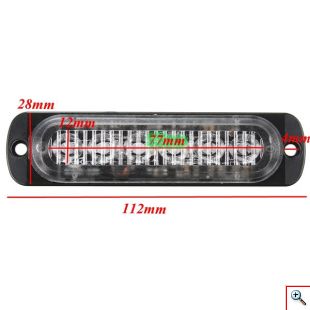Φώτα Αυτοκινήτου - LED Car Strobe Lights Bar 18W 6 12V-24V Emergency Warning Flashing Lamp Λευκό