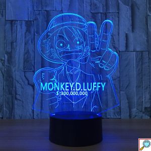 LED 3D Τρισδιάστατο Φωτιστικό Illusion Led One Piece Monkey D. Luffy Figure