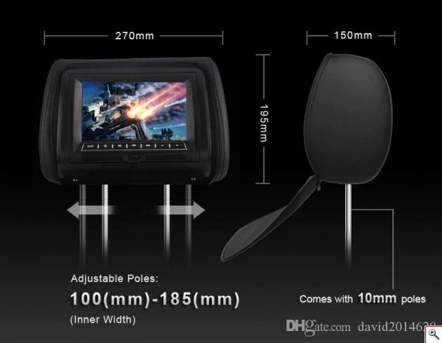 Σετ Προσκέφαλο Καθίσματος Αυτοκινήτου με Οθόνη TFT 7