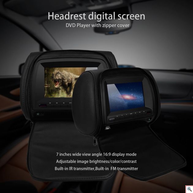 Σετ Προσκέφαλο Καθίσματος Αυτοκινήτου με Οθόνη TFT 7