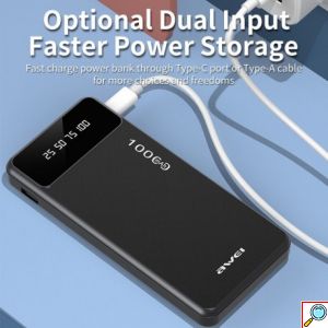 Power Bank 10000mAh με Θύρα USB-A Awei P131K Μαύρο