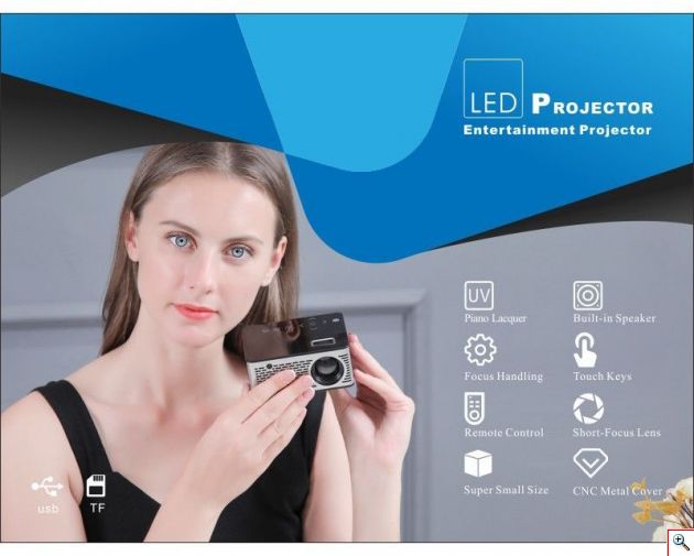 Mini Φορητός Προβολέας - Προτζέκτορας Αφής Led Multimedia USB, SD, HDMI, AV, AUX Βιντεοπροβολέας Projector Home Cinema με Τηλεχειριστήριο
