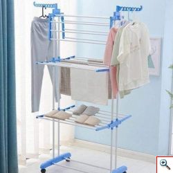 Πτυσσόμενη Κρεμάστρα Ρούχων Τριών Επιπέδων με Στύλους για Κρεμάστρες - Απλώστρα Πύργος - Folding Laundry Dryer.
