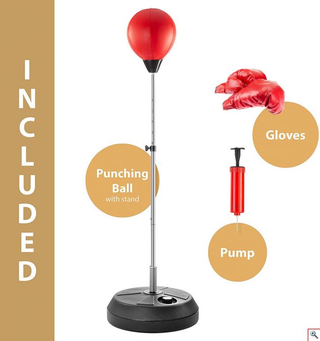 Πτυσσόμενο Σετ Πυγμαχίας με Σάκο & Γάντια για Ενήλικες & Παιδιά - Επιδαπέδια Βάση με Μπάλα Μποξ
