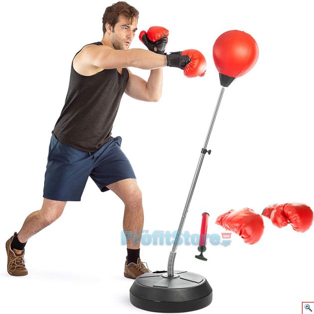 Πτυσσόμενο Σετ Πυγμαχίας με Σάκο & Γάντια για Ενήλικες & Παιδιά - Επιδαπέδια Βάση με Μπάλα Μποξ