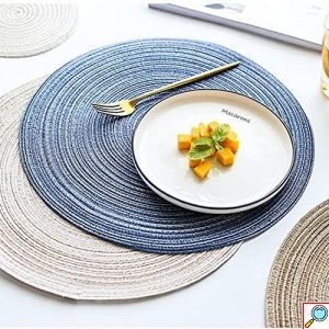 Σετ 4x Boho Ψάθινο Σουπλά Στρογγυλό 18cm