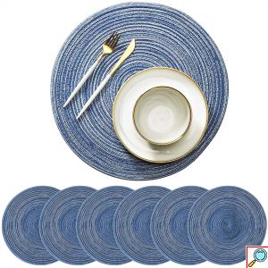 Σετ 4x Boho Ψάθινο Σουπλά Στρογγυλό 18cm