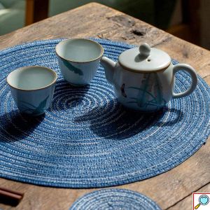 Σετ 4x Boho Ψάθινο Σουπλά Στρογγυλό 18cm