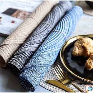 Σετ 4x Boho Ψάθινο Σουπλά Στρογγυλό 18cm